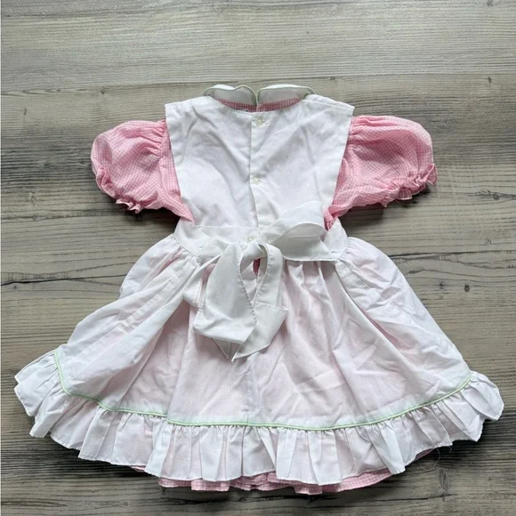 90's Nanas Pet JCPenney Pink Gingham Floral Peter Pan neck Vintage Ruffle Dress - Picture 6 of 6